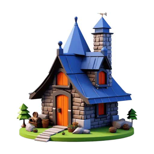 Sample input: stone cottage with blue roof